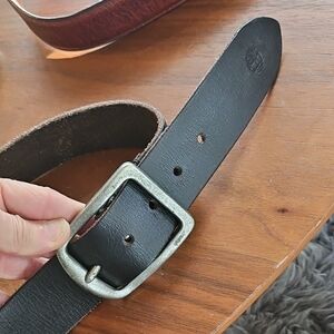 Timberland Men's Dark Brown Genuine Leather Belt Nickel Belt Buckle 42